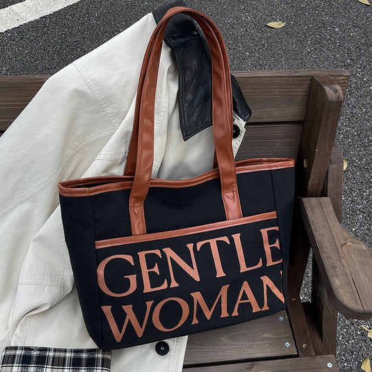 Damen Jute-Tragetasche mit stilvollem Schriftzug Nord Taschen