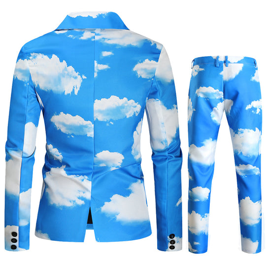 Herren Zweiteiliges Statement-Anzug mit Allover-Wolkenprint und schmaler Silhouette Nord Taschen