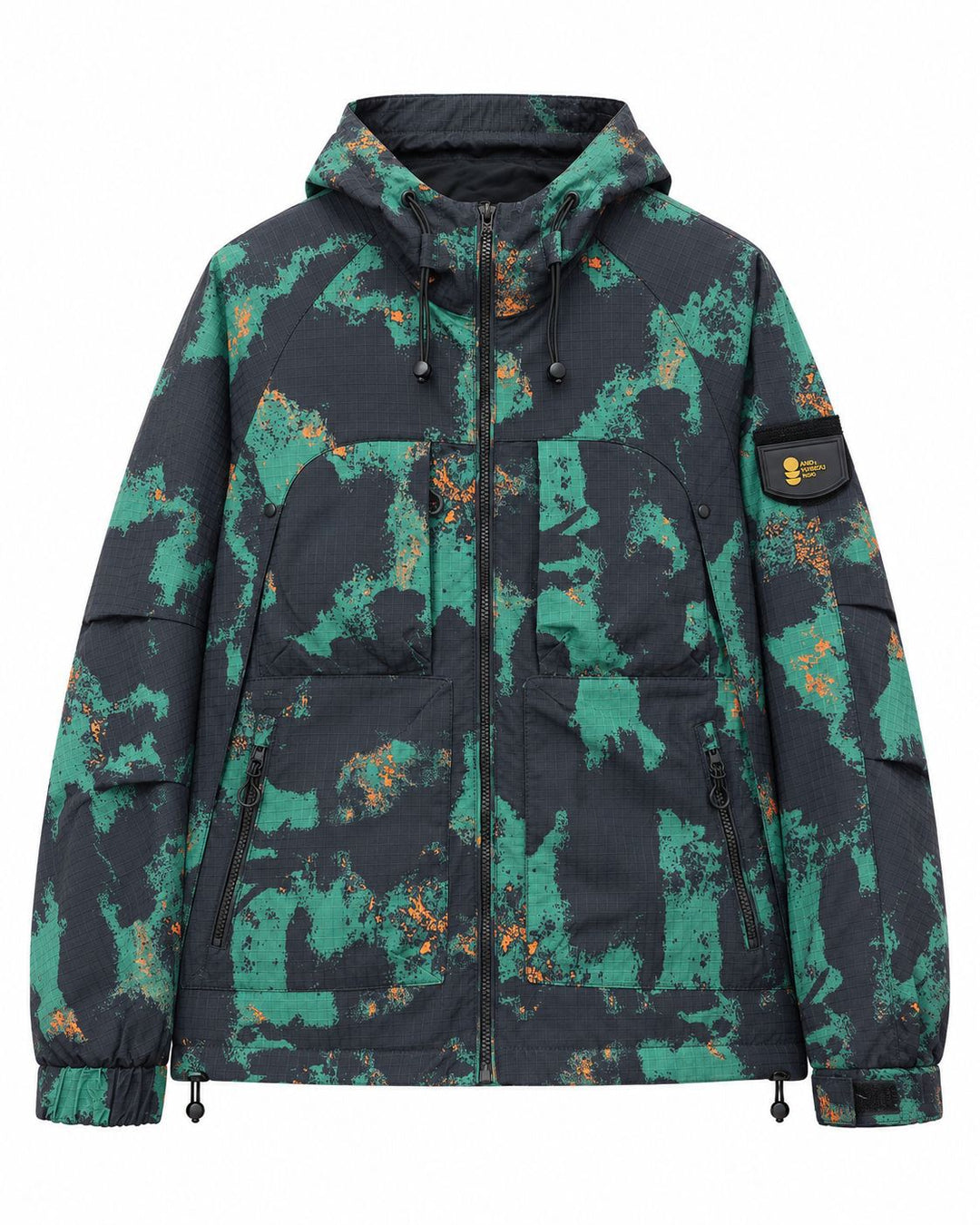 Herren Technische Camouflage-Outdoorjacke mit Kapuze, Ripstop und Multifunktionstaschen Nord Taschen