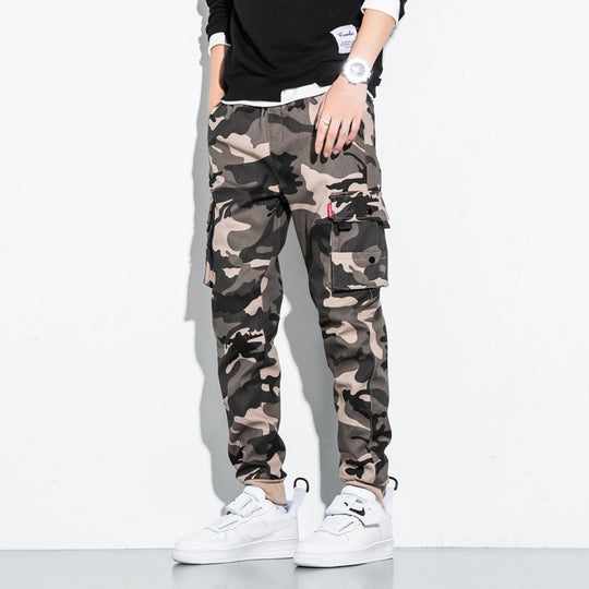 Herren Camouflage Cargo-Jogginghose mit Tapered-Schnitt, elastischem Bund und Multifunktionstaschen Nord Taschen