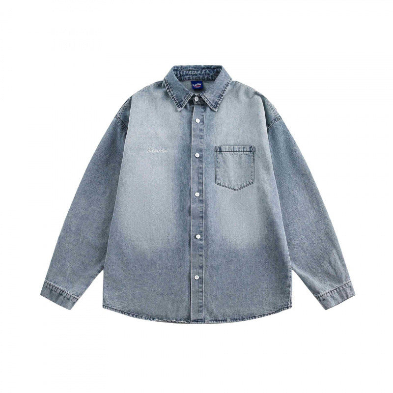 Unisex Oversize-Denimhemd mit verwaschener Optik und Brusttasche Nord Taschen