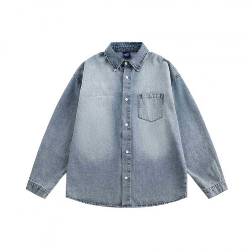 Unisex Oversize-Denimhemd mit verwaschener Optik und Brusttasche Nord Taschen