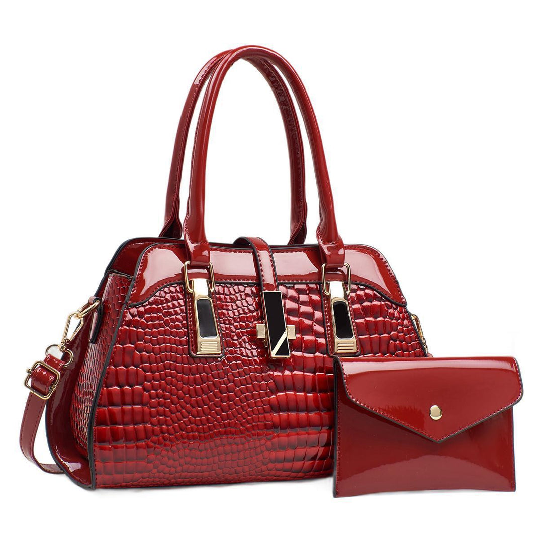 Damen Handtasche mit elegantem Kroko-Look und abnehmbarer Clutch Nord Taschen