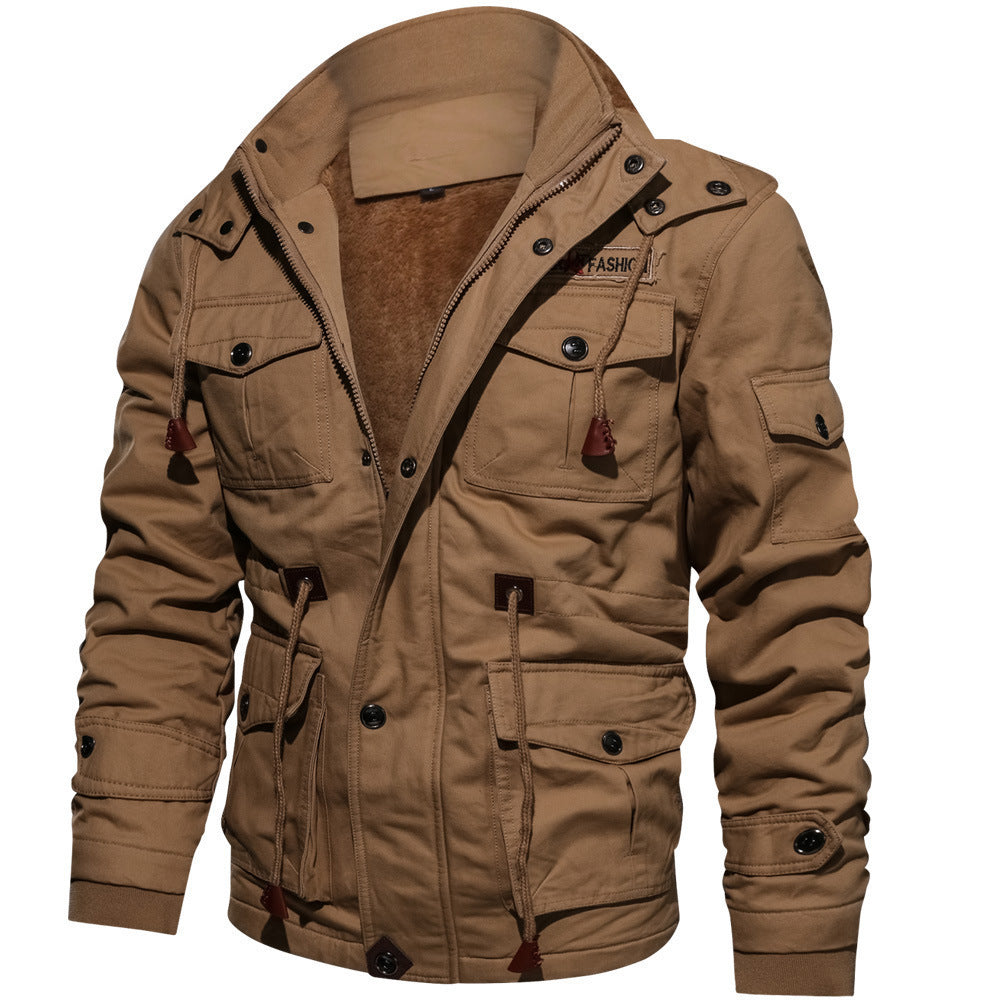 Herren  legerer Baumwoll-Blazer mit Knopfleiste, aufgesetzten Taschen und gestreiftem Innenfutter Nord Taschen