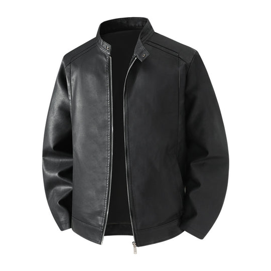 Herren Schlichte Kunstleder-Cityjacke mit Stehkragen, Zweiwege-Reißverschluss & Eingrifftaschen Nord Taschen