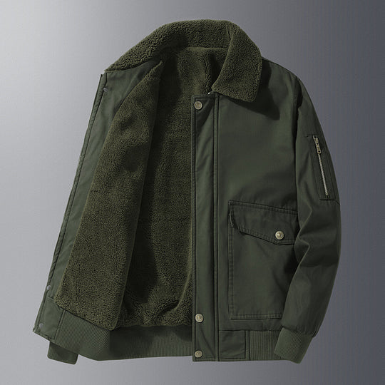 Herren Teddygefütterter Pilotenblouson im Worker‑Style mit Ärmeltasche und Pattentaschen Nord Taschen