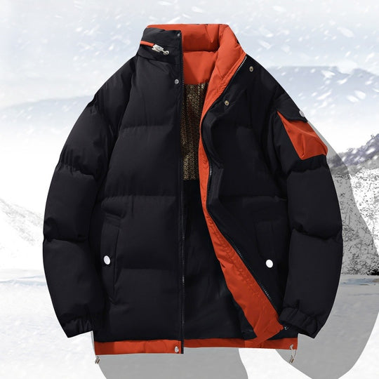 Herren Warme Wattierte Outdoor-Steppjacke mit hohem Stehkragen, Kontrast-Innenfutter & Utility-Ärmeltasche Nord Taschen