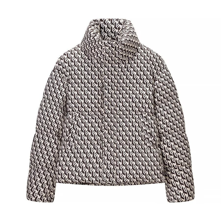 Damen Steppjacke mit hohem Kragen und grafischem Jacquardmuster Nord Taschen