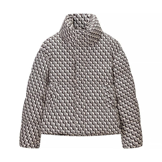 Damen Steppjacke mit hohem Kragen und grafischem Jacquardmuster Nord Taschen