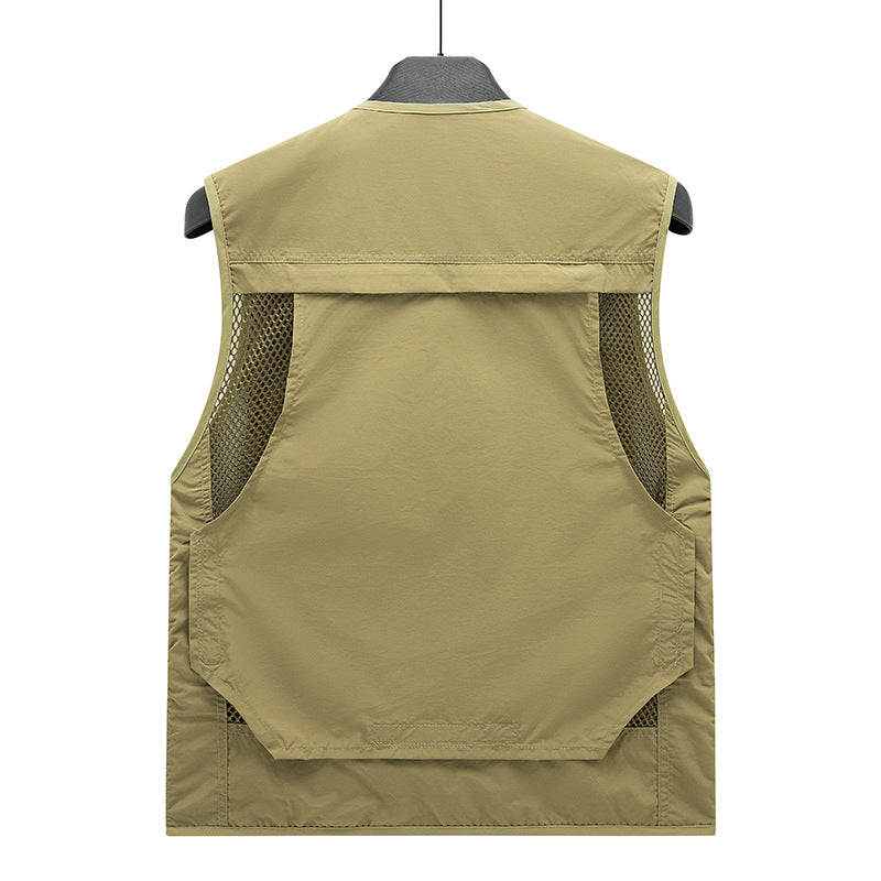 Herren Leichte Mesh-Utility-Weste mit vielen Reißverschluss- und Klapptaschen für Outdoor und Fotografie Nord Taschen