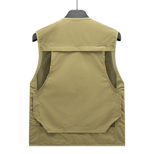 Herren Leichte Mesh-Utility-Weste mit vielen Reißverschluss- und Klapptaschen für Outdoor und Fotografie Nord Taschen