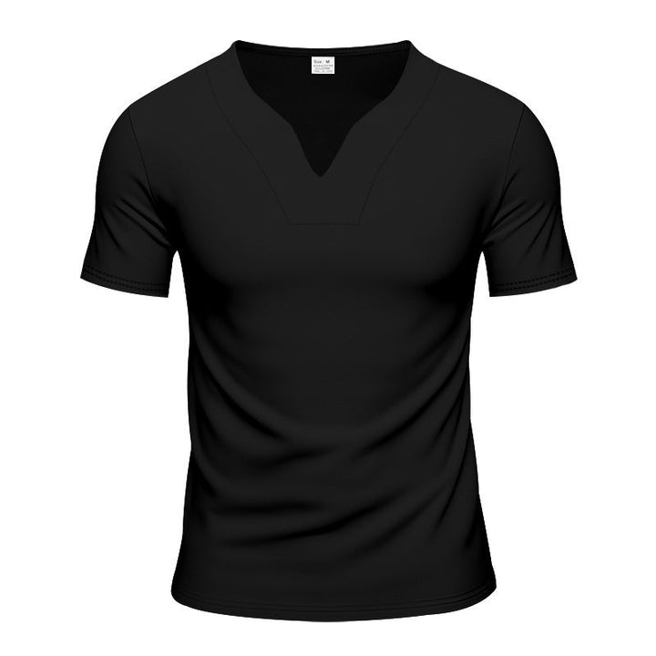 Herren kurzärmliges T-Shirt mit V-Ausschnitt und atmungsaktivem Stoff