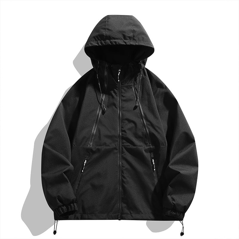 Unisex Leichter Kapuzen-Windbreaker mit wasserabweisender Oberfläche, Reißverschlusstaschen und Kordelzug Nord Taschen