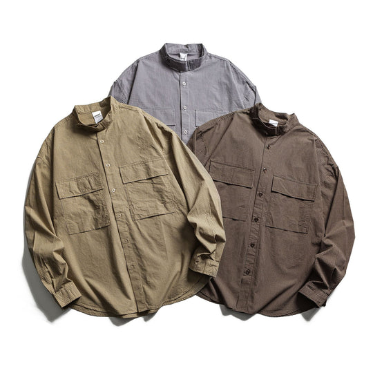 Herren Karo-Hemdjacke mit Stehkragen und aufgesetzten Brusttaschen Nord Taschen