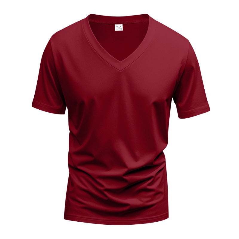 Herren nan V-Ausschnitt-T-Shirt aus Stretchbaumwolle mit ergonomischem Schulterschnitt und flachem Saum