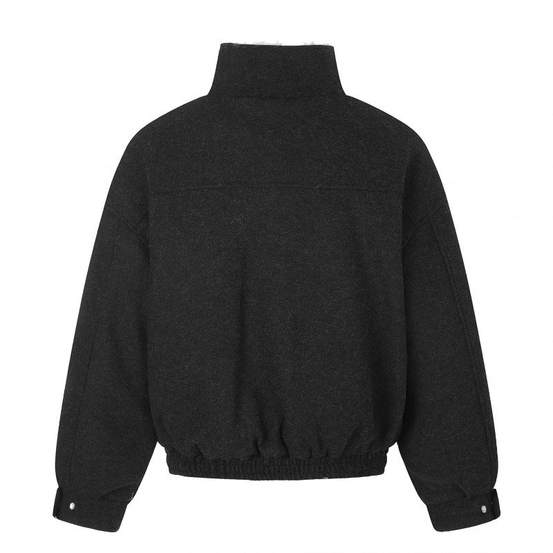 Damen Kurzer Wollmix‑Blouson im Flight‑Style mit Teddyfutter und aufgesetzten Pattentaschen Nord Taschen