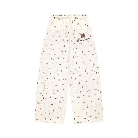 Damen Weite Loungehose im Culotte‑Stil mit elastischem Komfortbund und süßem Bären‑Print Nord Taschen