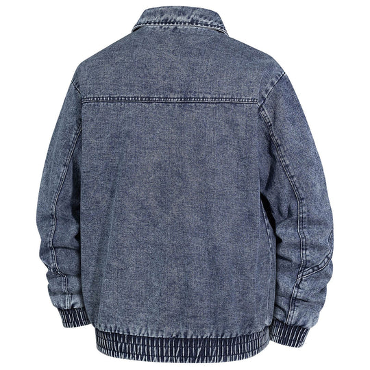 Herren Übergroße Jeans-Bomberjacke mit Stone-Wash, Reißverschluss und geripptem Saum Nord Taschen