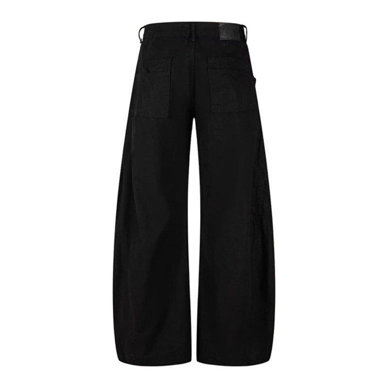 Damen Weite Cargo-Palazzo-Hose mit hohem Bund, großen Klappentaschen und verstellbarem Saum Nord Taschen