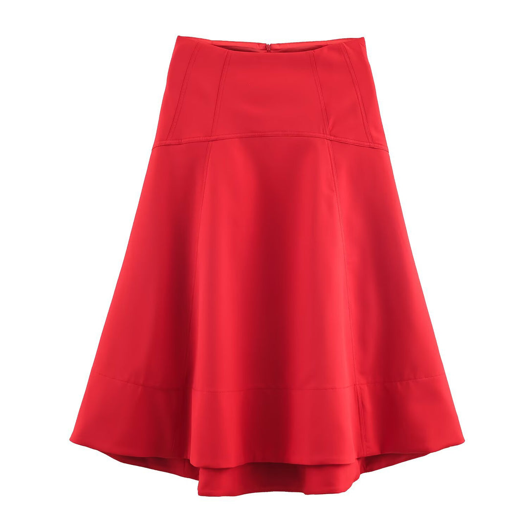 Damen Ausgestellter Midirock mit hoher Taille und Teilungsnähten Nord Taschen