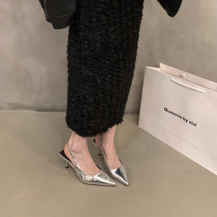 Damen Slingback High Heel Pumps mit elegantem metallic Finish