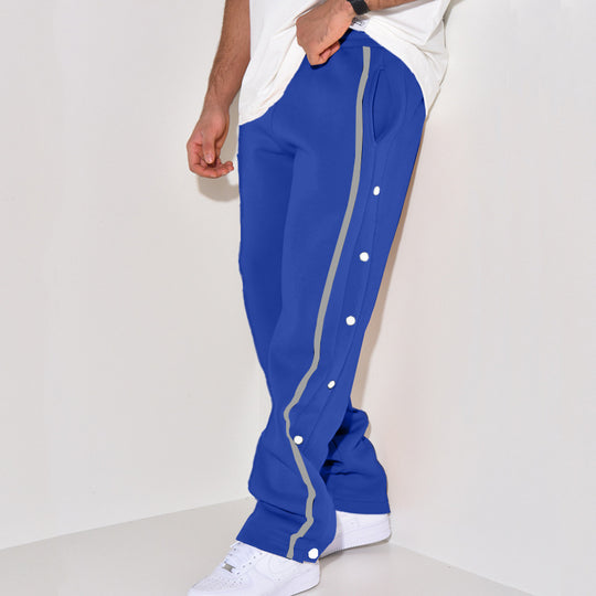 Herren Snap-Trackhose mit seitlichem Kontraststreifen, Druckknopf-Leiste und elastischem Bund Nord Taschen