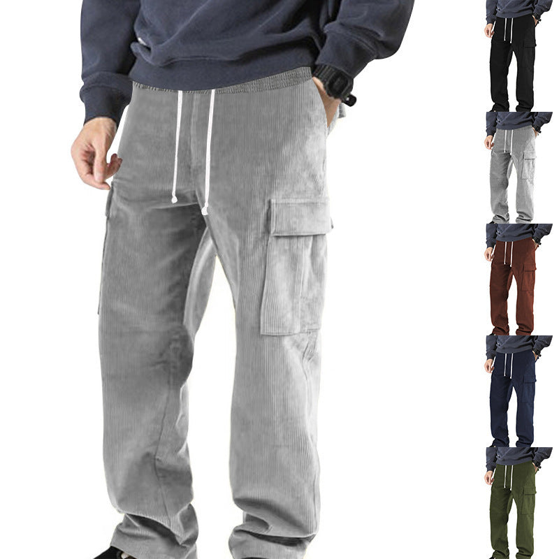 Herren Cordhose im Cargo-Stil mit Kordelzug und aufgesetzten Taschen Nord Taschen