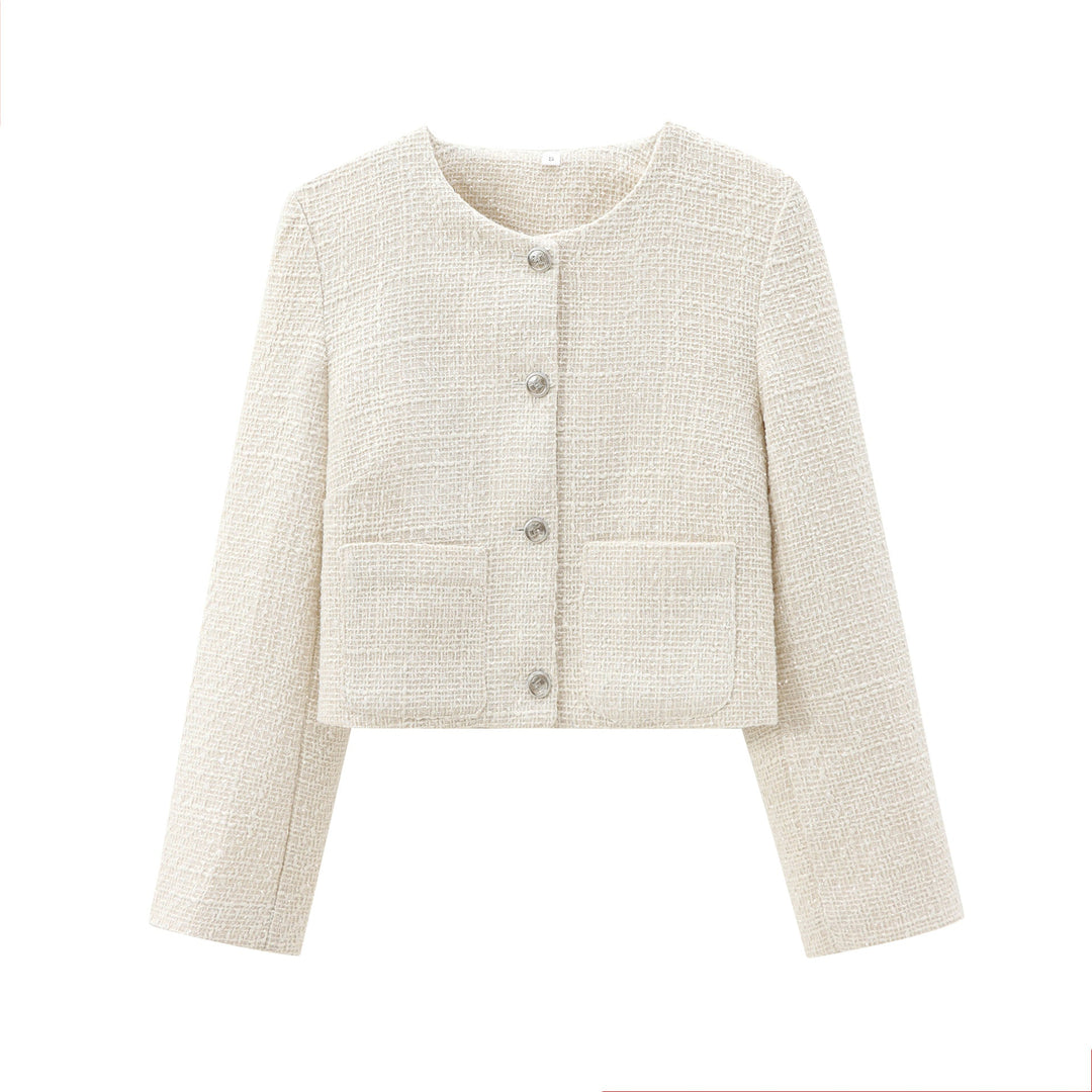 Damen Kurz Geschnittene Designer-Jacke mit Strukturiertem Stoff