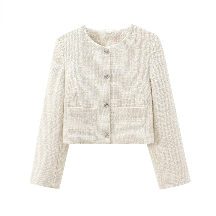 Damen Kurz Geschnittene Designer-Jacke mit Strukturiertem Stoff