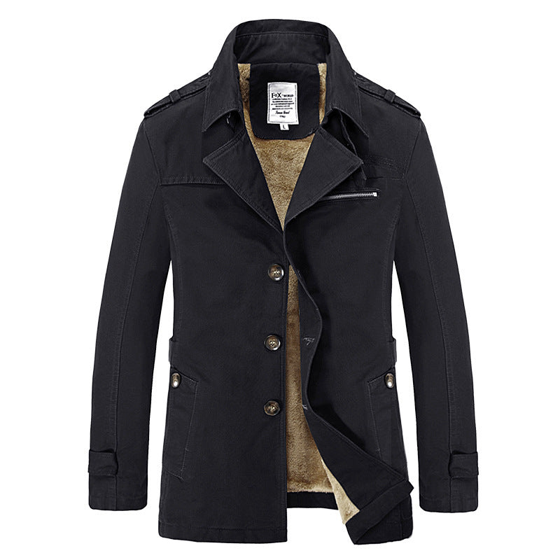 Herren militärisch inspirierter Kurzmantel mit Teddyfleece‑Innenlage und Reißverschluss‑Brusttasche Nord Taschen