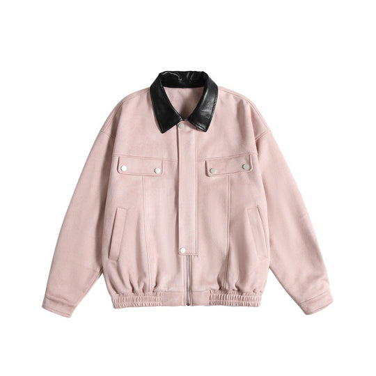 Damen Kurz geschnittene Boxy-Blousonjacke mit kontrastierendem Kunstlederkragen Nord Taschen