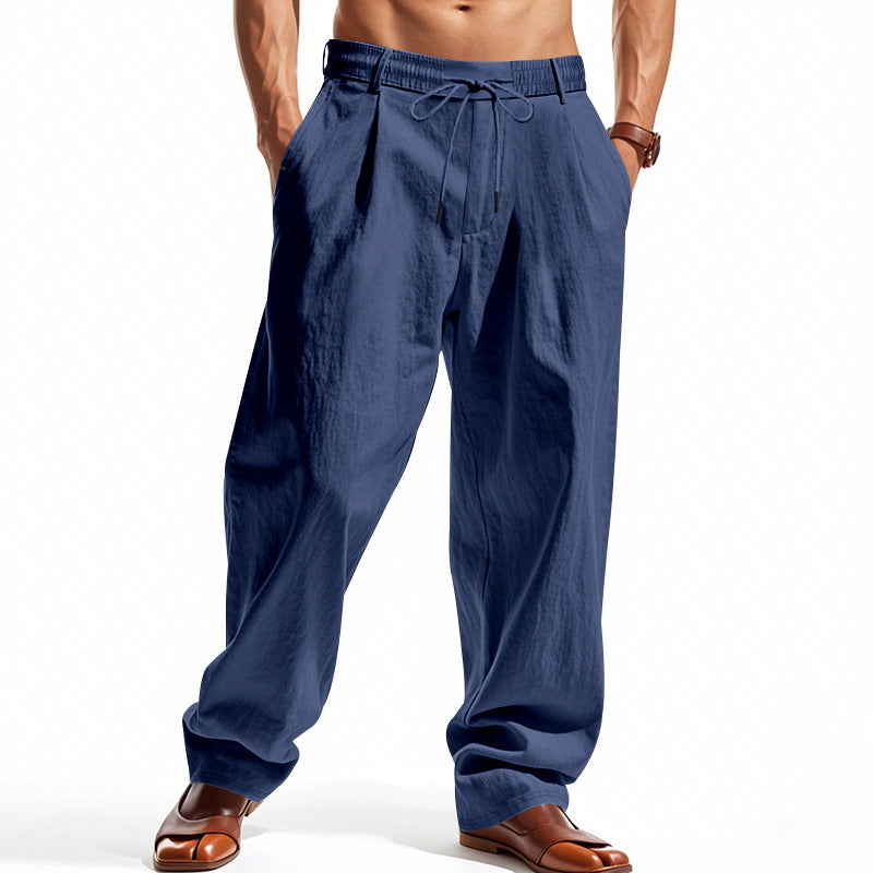 Herren lockere Chino-Hosen mit seitlichen Taschen und elastischem Bund