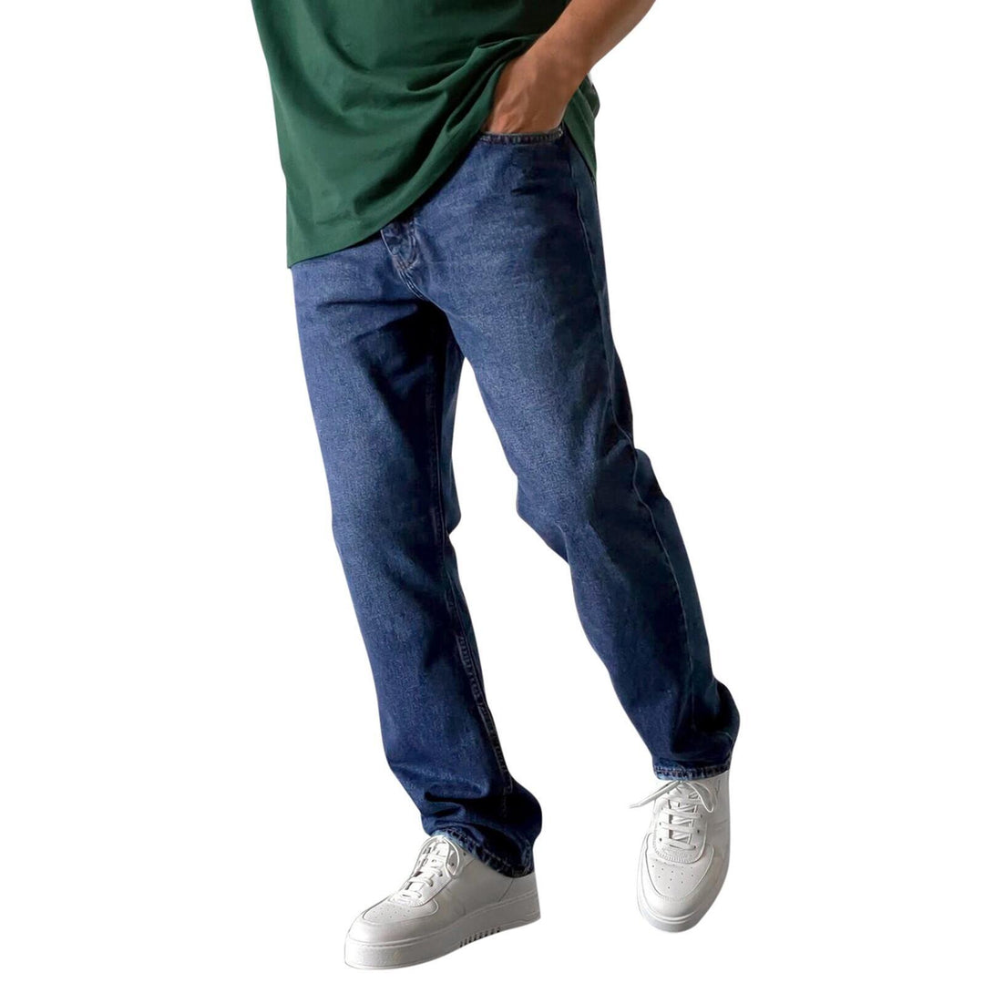 Herren lockere Straight-Leg Jeans mit elastischem Bundsaum und entspannter Passform Nord Taschen