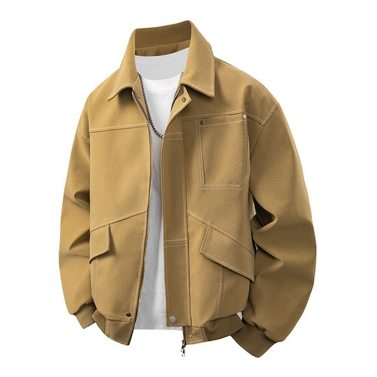 Herren Boxige Utility-Bomberjacke mit aufgesetzten Pattentaschen, verdecktem Zwei-Wege-Reißverschluss & strukturierter Canvas-Optik Nord Taschen