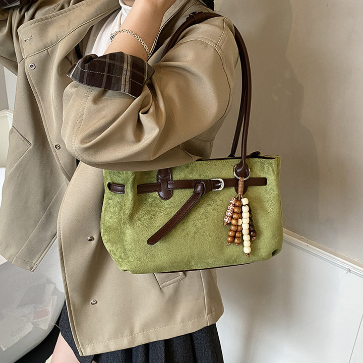 Damen modische Veloursleder Handtasche mit eleganten Akzenten Nord Taschen