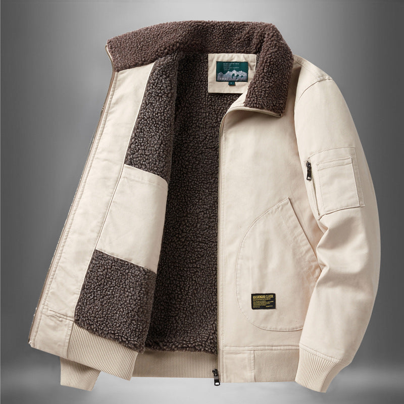 Men's  sherpa-lined canvas flight jacket with ribbed trims and interior stash pockets Nord Taschen