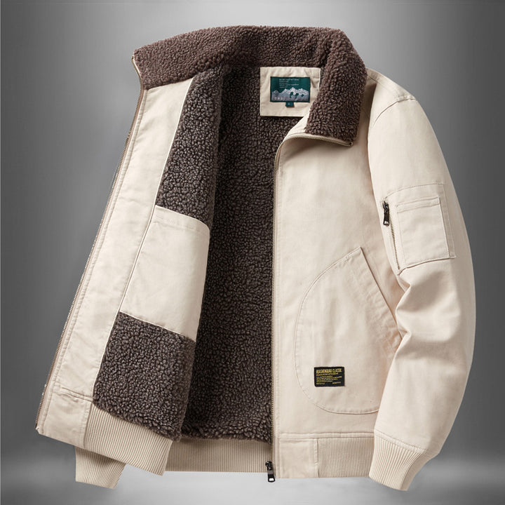 Men's  sherpa-lined canvas flight jacket with ribbed trims and interior stash pockets Nord Taschen