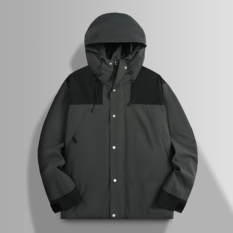 Herren zweifarbiger wind- und wasserdichter Kapuzenparka mit verstellbaren Bündchen Nord Taschen
