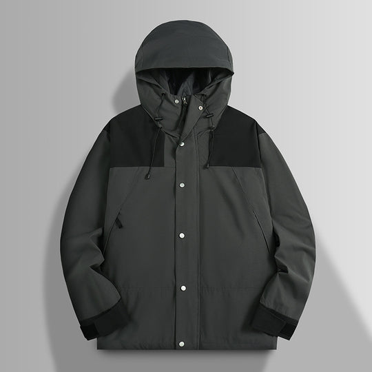 Herren zweifarbiger wind- und wasserdichter Kapuzenparka mit verstellbaren Bündchen Nord Taschen