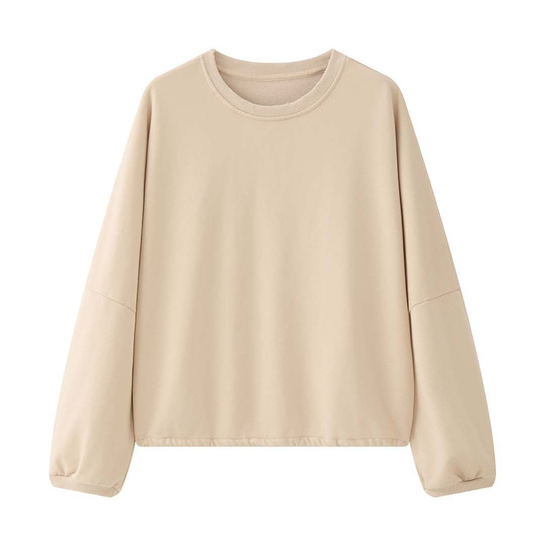 Damen Relaxed-Fit Baumwoll-Sweatshirt mit überschnittener Schulter und gerundetem Saum Nord Taschen