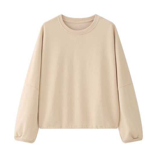 Damen Relaxed-Fit Baumwoll-Sweatshirt mit überschnittener Schulter und gerundetem Saum Nord Taschen