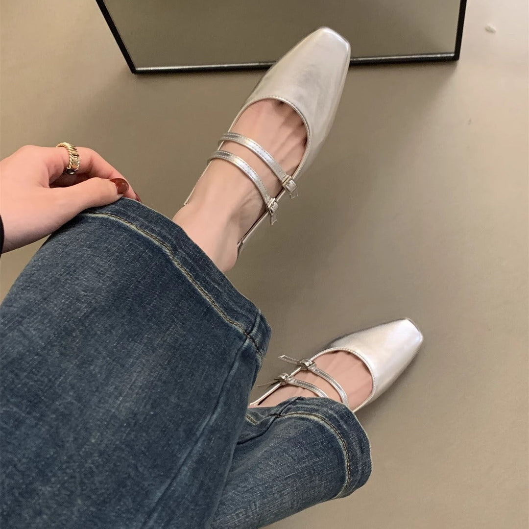 Damen elegante Mary Jane Ballerinas mit modischem Doppelriemen und komfortablem Fußbett - Arvani
