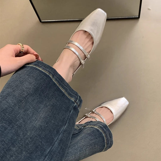 Damen elegante Mary Jane Ballerinas mit modischem Doppelriemen und komfortablem Fußbett - Arvani