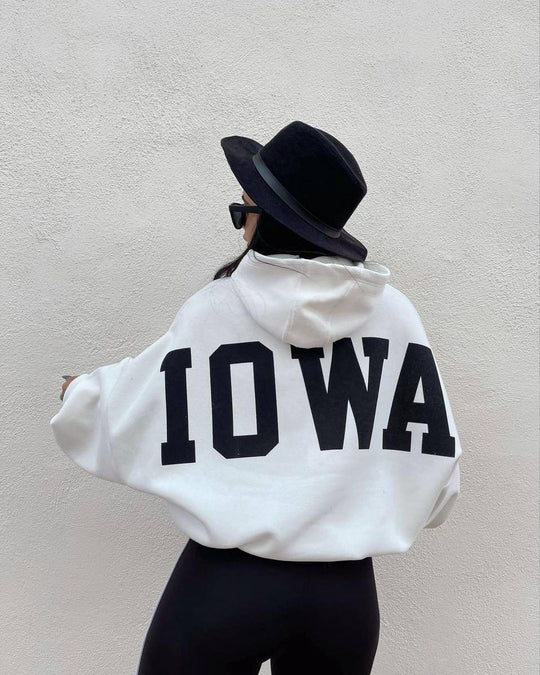 Damen Oversized Cropped Hoodie mit großem Lettering, Kapuze und relaxed Fit Nord Taschen