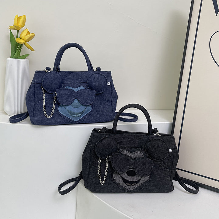 Damen Rucksack-Tasche mit süßem Tierdesign und robustem Denim Nord Taschen