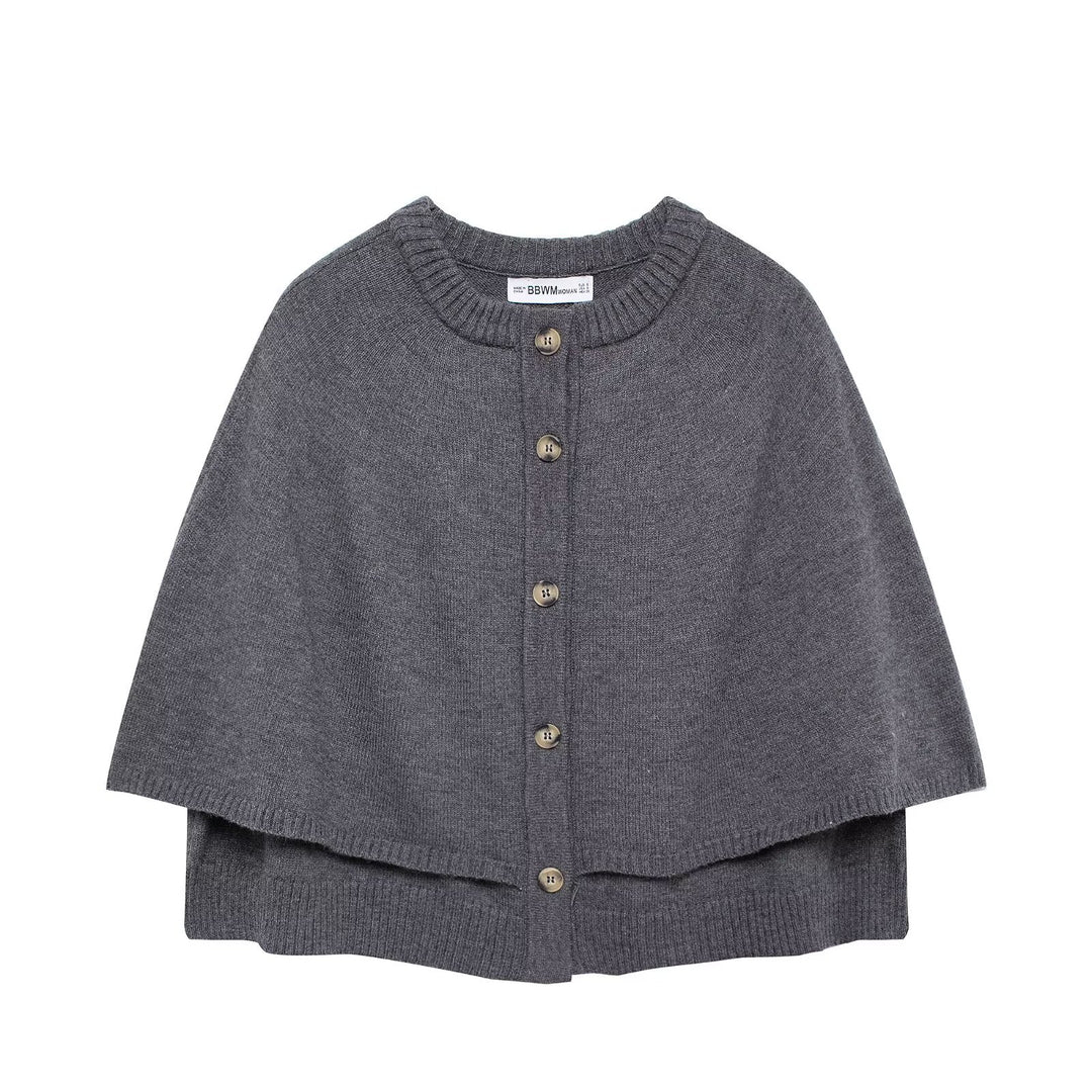 Damen Cape-Cardigan mit durchgehender Knopfleiste und doppellagigem Saum Nord Taschen