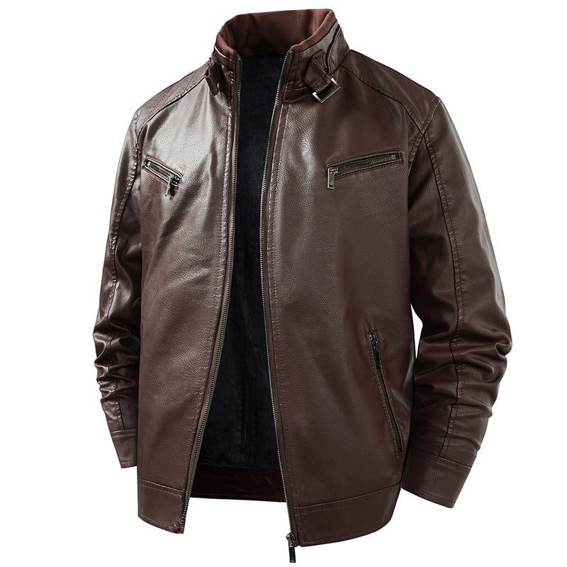 Herren Modische Lederjacke mit Fleece-Futter Nord Taschen