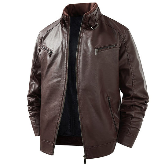 Herren Modische Lederjacke mit Fleece-Futter Nord Taschen