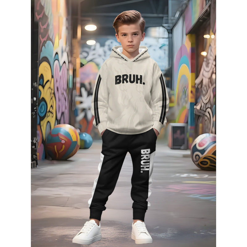 Unisex Kinder Jogginganzug mit Kapuzenpullover und detailreichem Auto-Print Nord Taschen