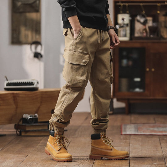 Herren Cargo-Jogginghose mit Kneebel-Taschen, Tunnelzugbund und gerafften Bündchen Nord Taschen